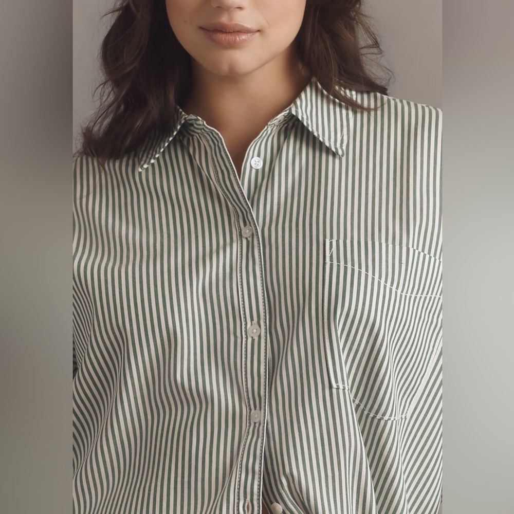 The Bennet Buttondown Shirt by Maeve - Size S - Moss - Picture 8 of 12